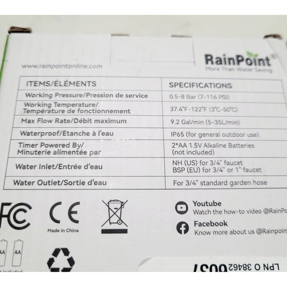 NEW RainPoint Programmable 1 Zone Water Timer Model Number ITV105 OPEN BOX - Picture 3 of 13
